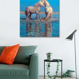 999store Blue & White White Horses Background Wall Painting-41