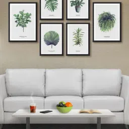 999store Grey & Green Leaves And Plant Multi Frame Painting-35