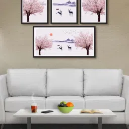 999store Pink & Black Tree And Deer Multi Frame Painting-13