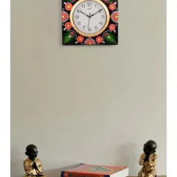 eCraftIndia Wooden Papier Mache Florid Leaf Design Handcrafted Wall Clock-picture-3