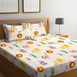 Klotthe Beige & Yellow Polyester 210 TC Bed Sheets Set-image-62