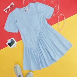 Pantaloons Junior Blue Self Pattern Dress-image-70