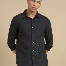 Bushirt Black Cotton Regular fit Herringbone Casual Shirt-picture-47