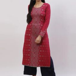 Rangriti Pink Printed Straight Kurta-image-16