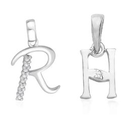 Taraash 92.5 Sterling Silver 'R' & 'H' Initial Letter Couple Pendants-image-73