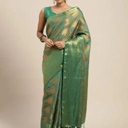 Mimosa Green Silk Woven Saree With Unstitched Blouse-image-57