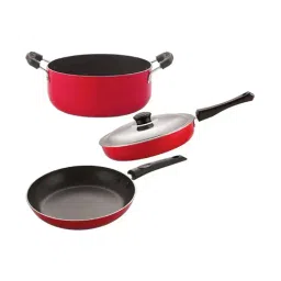Nirlon Red Aluminium Kitchenware Non-Stick Cookware - Set of 3-48