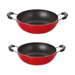 Nirlon Red Aluminium Non-Stick Combo Wok - Set of 2-picture-44