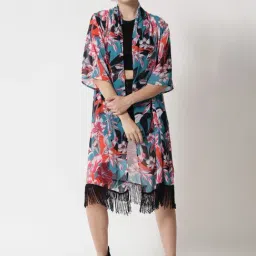Trend Arrest Multicolor Floral Print Long Shrug-46