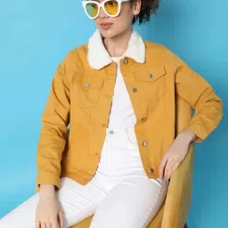 Campus Sutra Yellow Denim Jacket-image-88