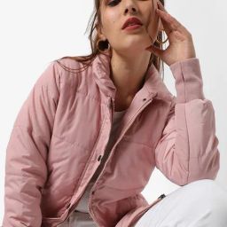 Campus Sutra Pink Padded jacket-image-86