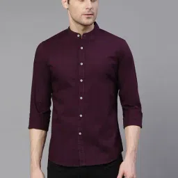 Dennis Lingo Purple Cotton Slim Fit Shirt-10