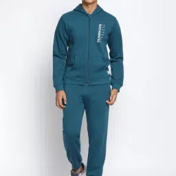 Lil Tomatoes Kids Teal Solid Full Sleeves Hoodie with Trackpants-picture-35