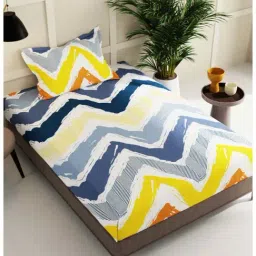 Bianca Sterling Stripes Multicolor 152 TC Fabric Single Bedsheet with 1 Pillow Cover-image-29
