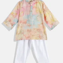 READIPRINT FASHIONS Kids Multicolor Tie Dye Full Sleeves Kurta With Pyjamas-image-39