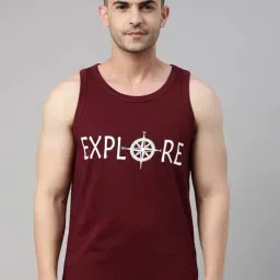 Bushirt Maroon Printed Cotton Vest-picture-28