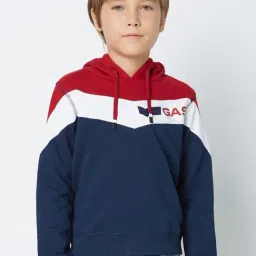GAS Kids Navy & Maroon Color Block Full Sleeves Sweatshirt-picture-49