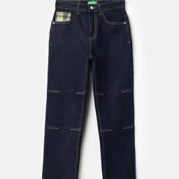 United Colors of Benetton Boys Blue Cottonton Blend Solid Jeans-image-34
