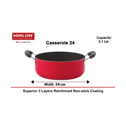 Nirlon Non-Stick Red Aluminium Pots & Pans with Bakelite H & leset of 4 Pieces image 3