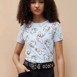 Ginger By Lifestyle Light Blue Cotton Regular Fit Printed T-Shirt-image-54