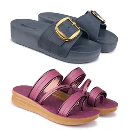 BERSACHE Women Pack Of 2 Solid Round Toe One Toe Flats-image-87