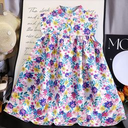 FOREVER FRIDAY Girl's Floral Printed Flutter Sleeve A-Line Knee Length Dress-image-65