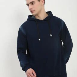 SHOW OFF Navy Blue Cotton Slim Fit Solid Sweatshirt-image-34