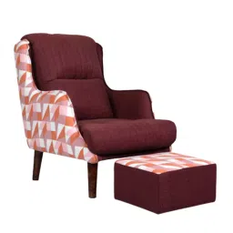 Muebles Casa MB-1157-A Maroon and White Lounge Chair With Footstool-22