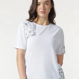 Marks & Spencer Women Floral Printed Round Neck T-shirt-image-38