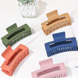 DIVASTRI Women Set of 5 Matte Finish Rectangle Claw Clip-picture-26