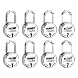 ALONE LOCKS Round 50 mm Steel Chrome 5 Keys Each Double Locking Padlock (Pack of 8)-image-48