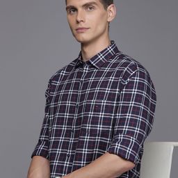 Louis Philippe Sport Plaid Checks Slim Fit Pure Cotton Shirt-image-15