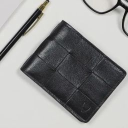Hidesign Wabi Sabi Black Casual Leather Bi-Fold Wallet For Men-image-7