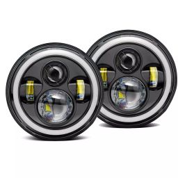AllExtreme EX7IRH2 17.78 cm (7 Inch) Round LED Headlight with Halo Angle Eyes and Hi/Low Beam Headlamp 75W Set of 2-image-55