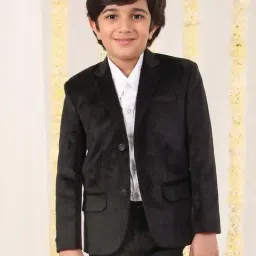 VASTRAMAY Boys Black Solid Full Sleeves Blazer & Waistcoats-image-57