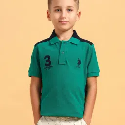 U.S. Polo Assn. Boys Green Printed Polo T-Shirt-image-86