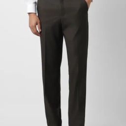 Van Heusen Brown Regular Fit Solid Formal Trousers-picture-40