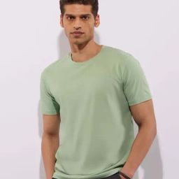 Hoversoul Light Green Cotton Regular Fit Short Sleeves Round Neck T-Shirt-image-97