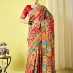 Saree Mall Red Viscose Self Saree with Blouse Piece-image-74