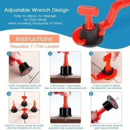 Godavari Tile Leveling Needle System Kit Red & Black 2.8 cm Width 4 cm Length for Home & Professional image 2