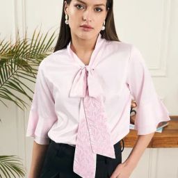 Style Quotient Women Pink Bell Sleeves Embroidered Top-image-39