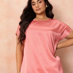 all about you Plus Size Extended Sleeves Sheen Satin-Finish Top-image-72