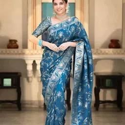 Anjaneya Sarees Woven Design Zari Silk Blend Banarasi Saree-image-93