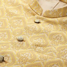 MANQ Men Woven Design Jaquard Silk Nehru Jacket image 2