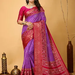 Mitera Bandhani Zari Art Silk Banarasi Saree-53
