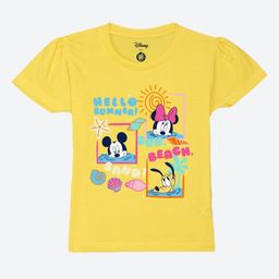 YK Disney Girls Mickey & Friends Graphic Printed Round Neck Cotton T-shirt-image-74