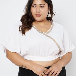 studio rasa Plus Size Embellished Details Crop Top-image-6