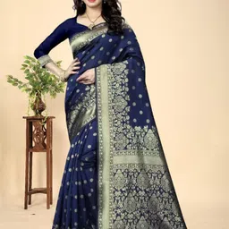 MORDEN MUSE Ethnic Motifs Silk Blend Kanjeevaram Saree-picture-43