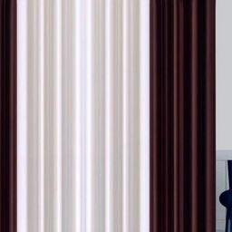 BELLA TRUE Brown & White 4 Pieces Window Curtains-image-33