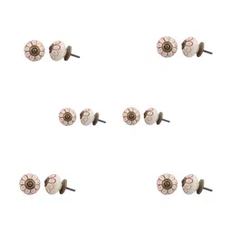 Indianshelf Red & White 6 Pieces Textured Ceramic Knobs-1